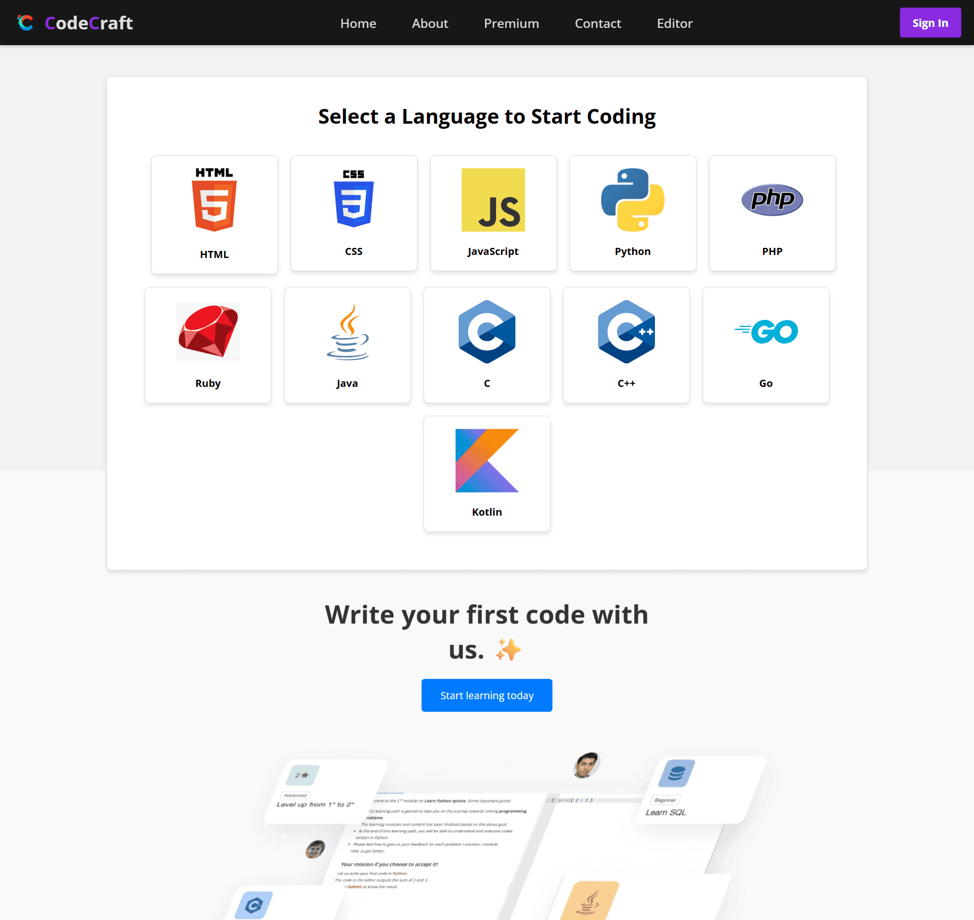 Online Code Editor application preview