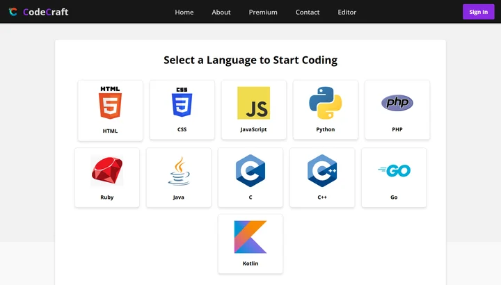 CodeCraft application preview